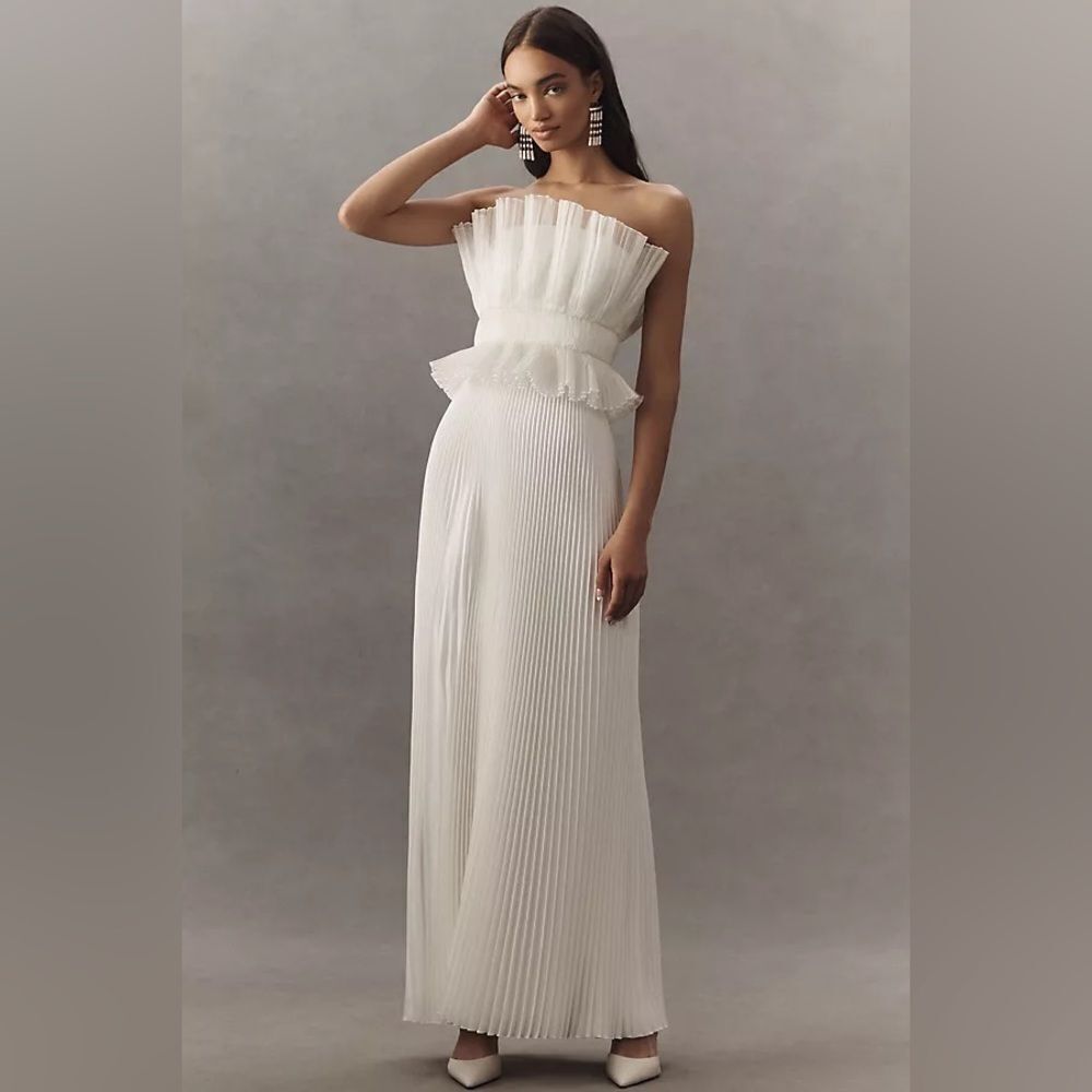 Anthropologie L'IDÉE  Masquerade Strapless Satin Gown